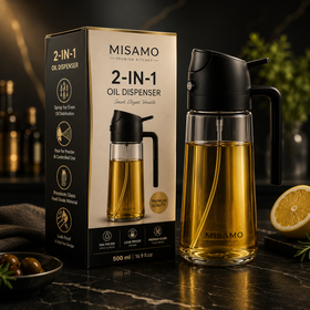 "2-in-1 Oil Sprayer & Dispenser – Mist or Pour, 300ml Glass Bottle"